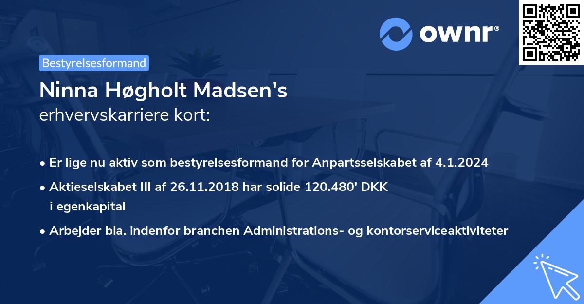 Ninna Høgholt Madsen's erhvervskarriere kort