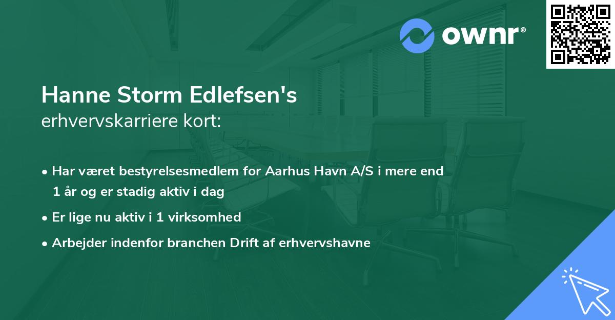 Hanne Storm Edlefsen's erhvervskarriere kort