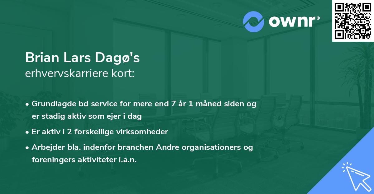 Brian Lars Dagø's erhvervskarriere kort