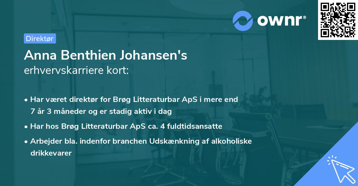 Anna Benthien Johansen's erhvervskarriere kort