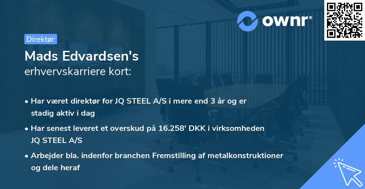 Mads Edvardsen's erhvervskarriere kort