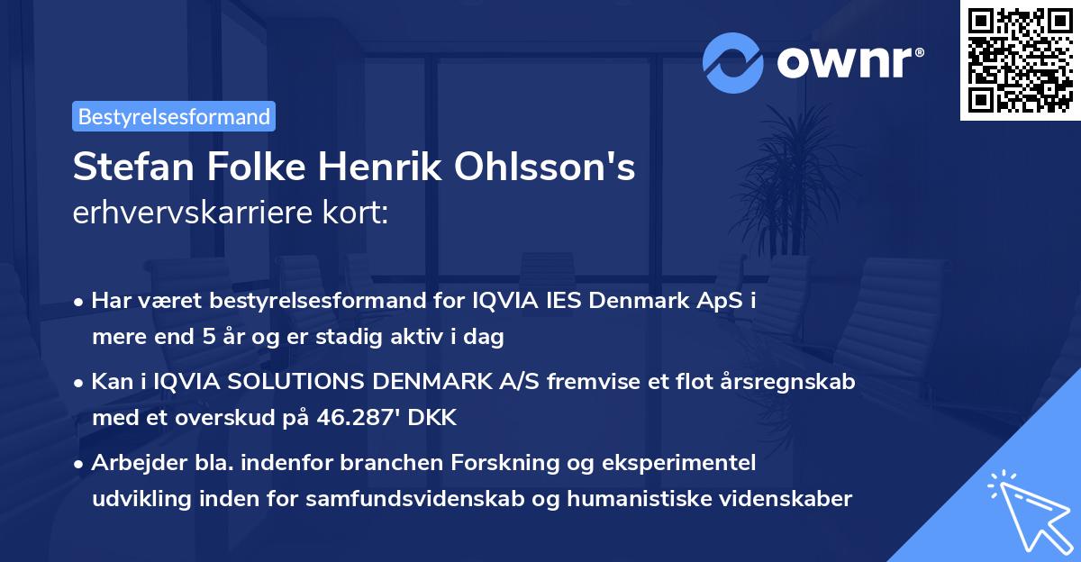 Stefan Folke Henrik Ohlsson's erhvervskarriere kort