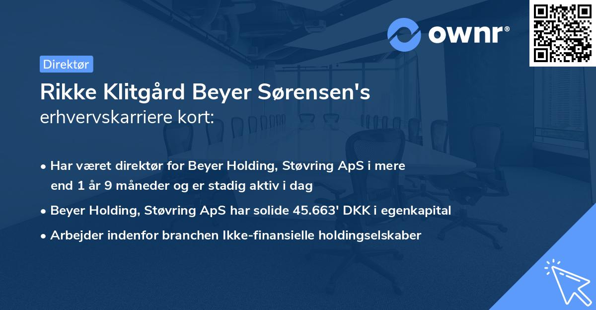 Rikke Klitgård Beyer Sørensen's erhvervskarriere kort