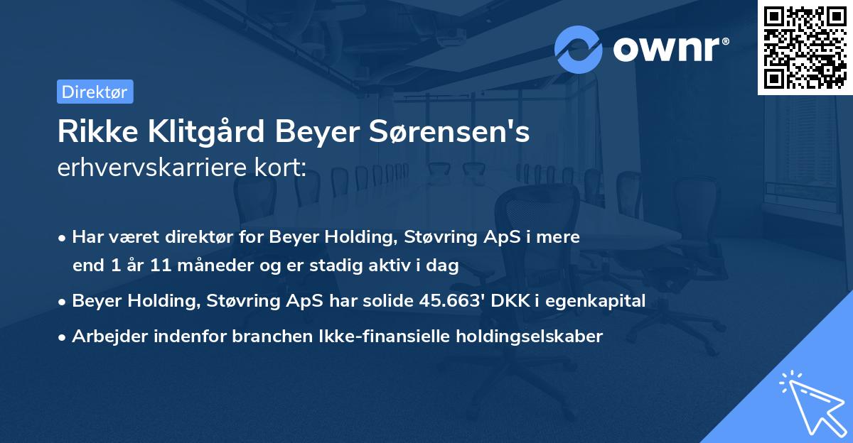 Rikke Klitgård Beyer Sørensen's erhvervskarriere kort