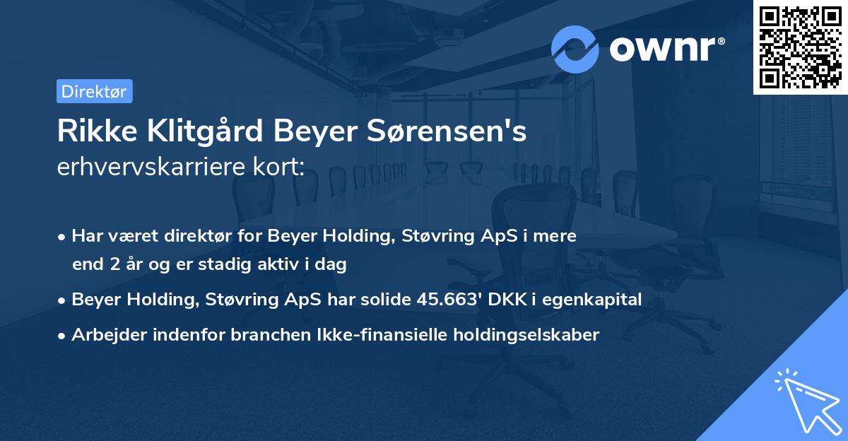 Rikke Klitgård Beyer Sørensen's erhvervskarriere kort