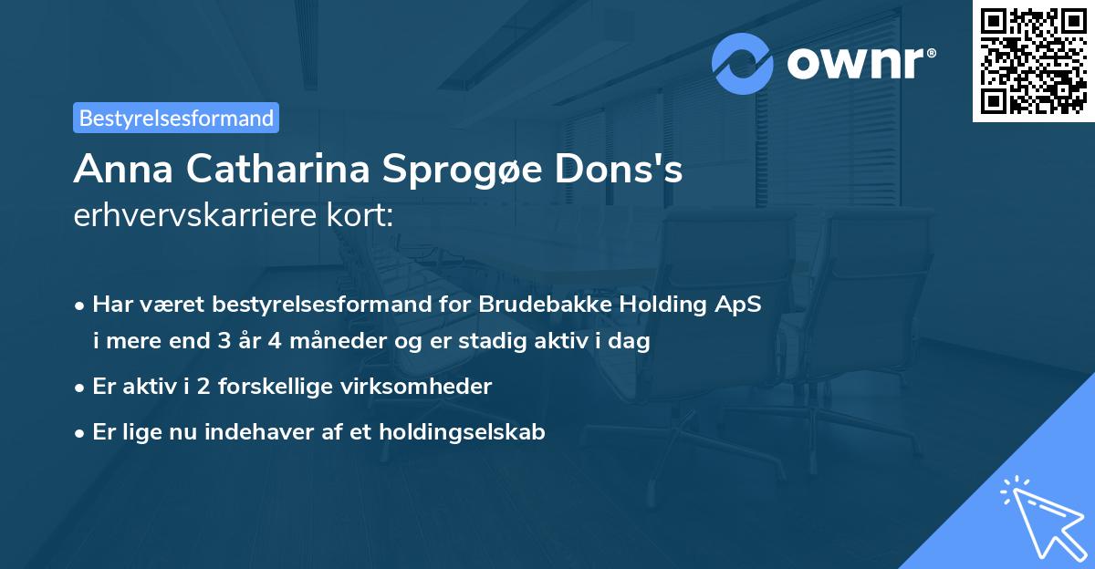 Anna Catharina Sprogøe Dons's erhvervskarriere kort