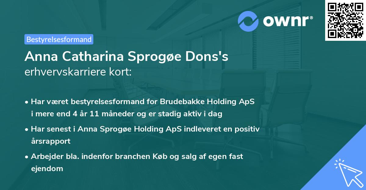 Anna Catharina Sprogøe Dons's erhvervskarriere kort