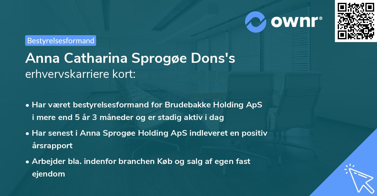 Anna Catharina Sprogøe Dons's erhvervskarriere kort