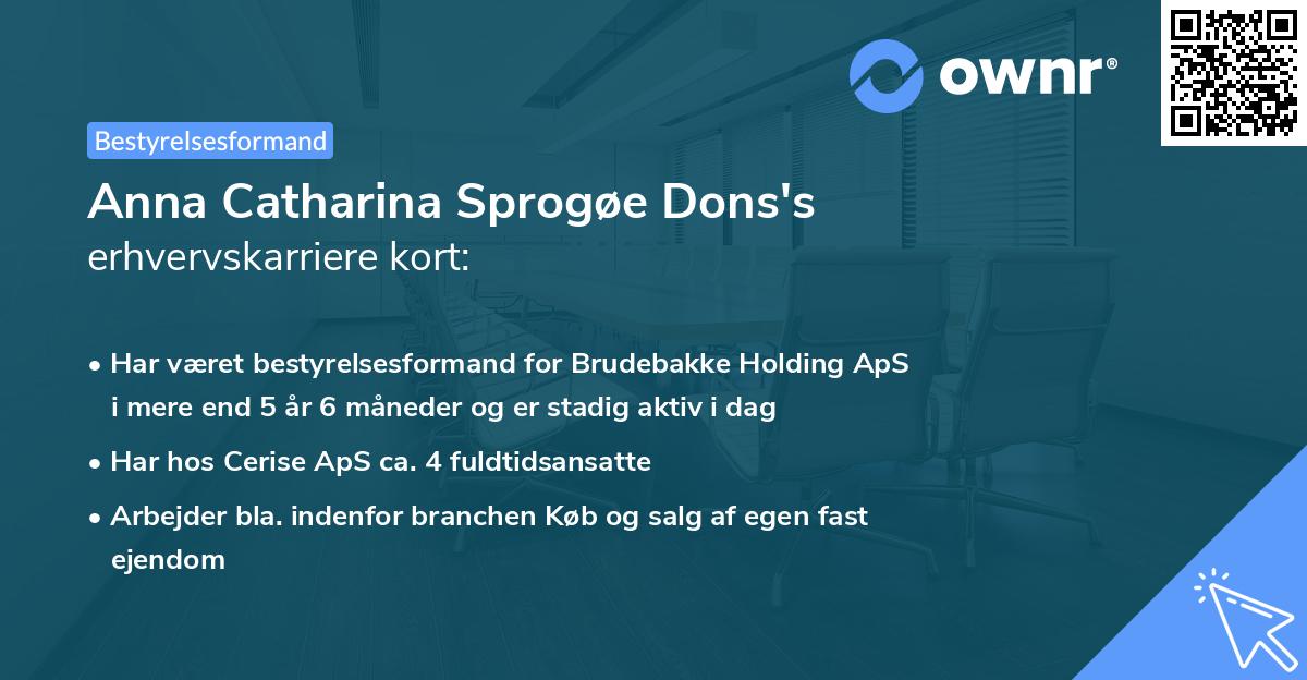Anna Catharina Sprogøe Dons's erhvervskarriere kort