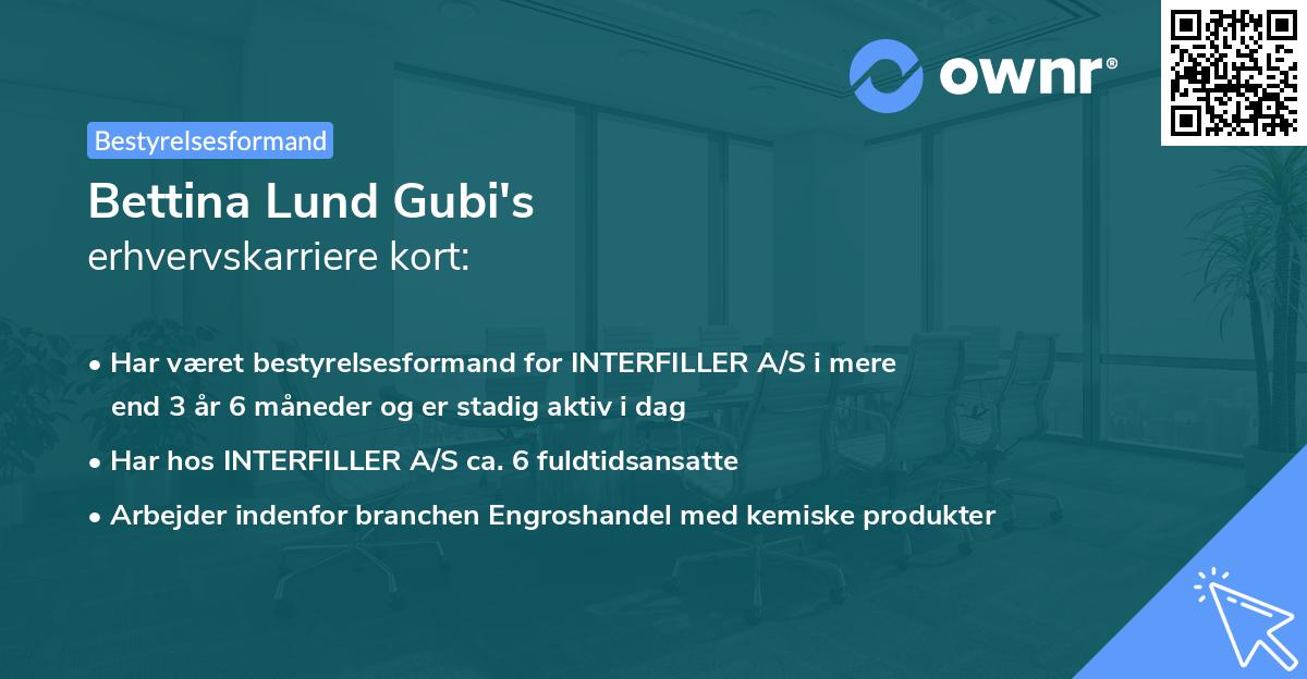 Bettina Lund Gubi's erhvervskarriere kort