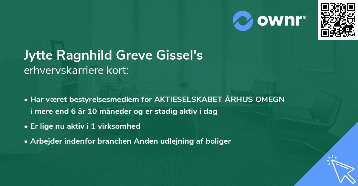 Jytte Ragnhild Greve Gissel's erhvervskarriere kort