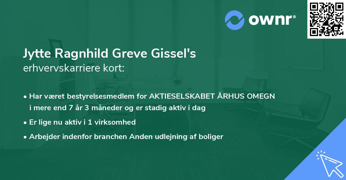 Jytte Ragnhild Greve Gissel's erhvervskarriere kort
