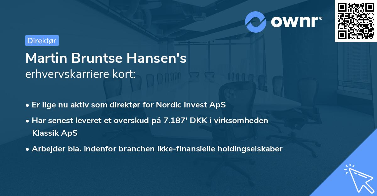 Martin Bruntse Hansen's erhvervskarriere kort