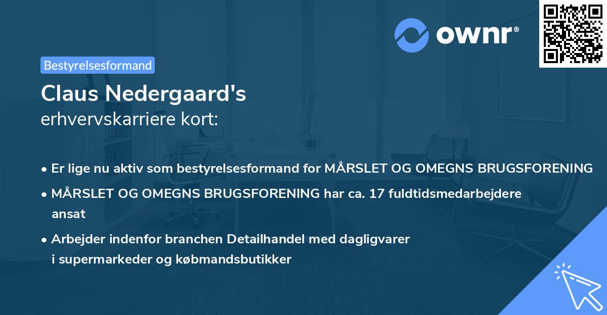 Claus Nedergaard's erhvervskarriere kort