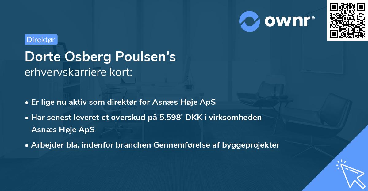Dorte Osberg Poulsen's erhvervskarriere kort