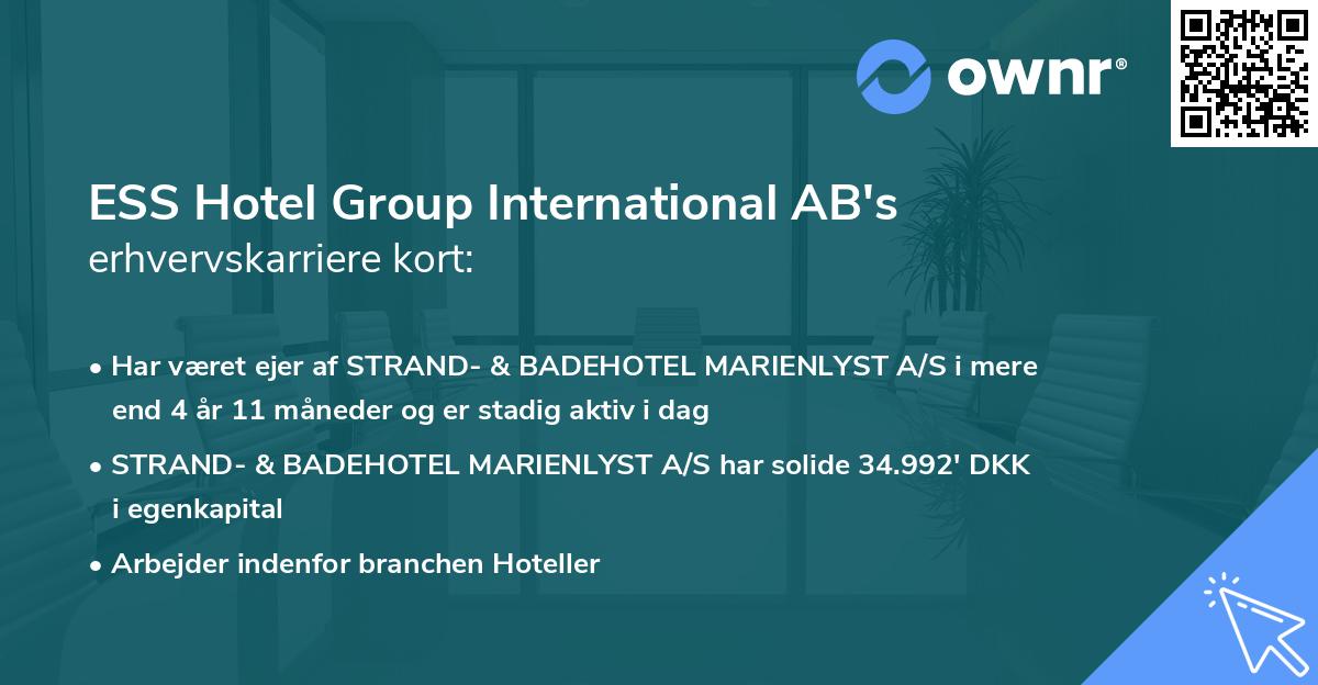 ESS Hotel Group International AB's erhvervskarriere kort