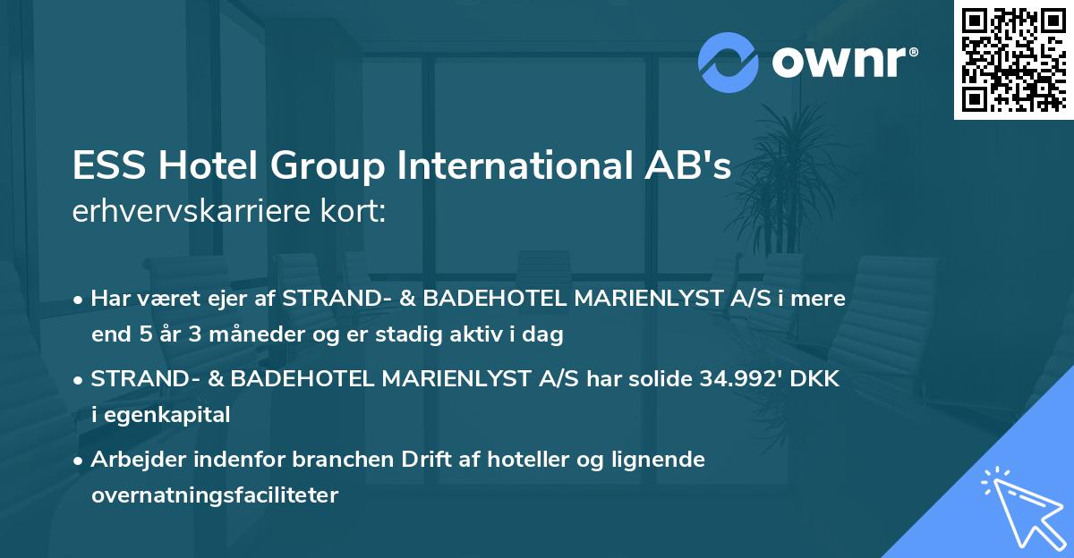 ESS Hotel Group International AB's erhvervskarriere kort