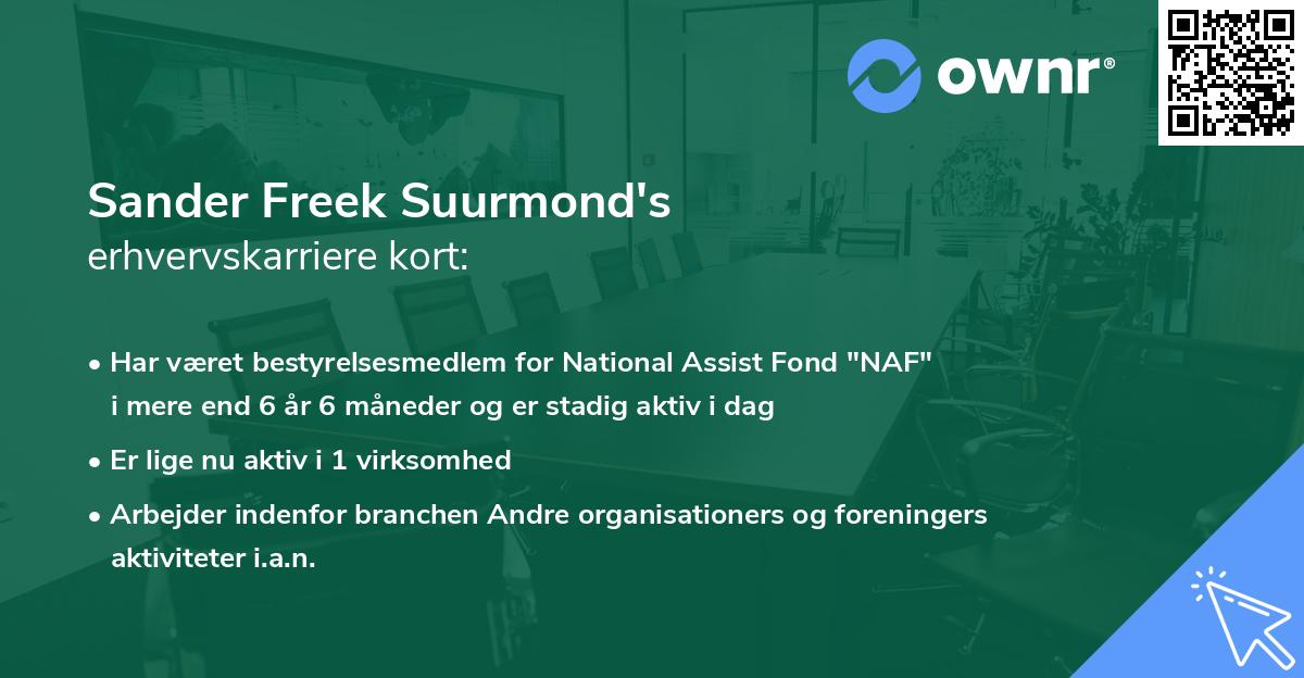 Sander Freek Suurmond's erhvervskarriere kort