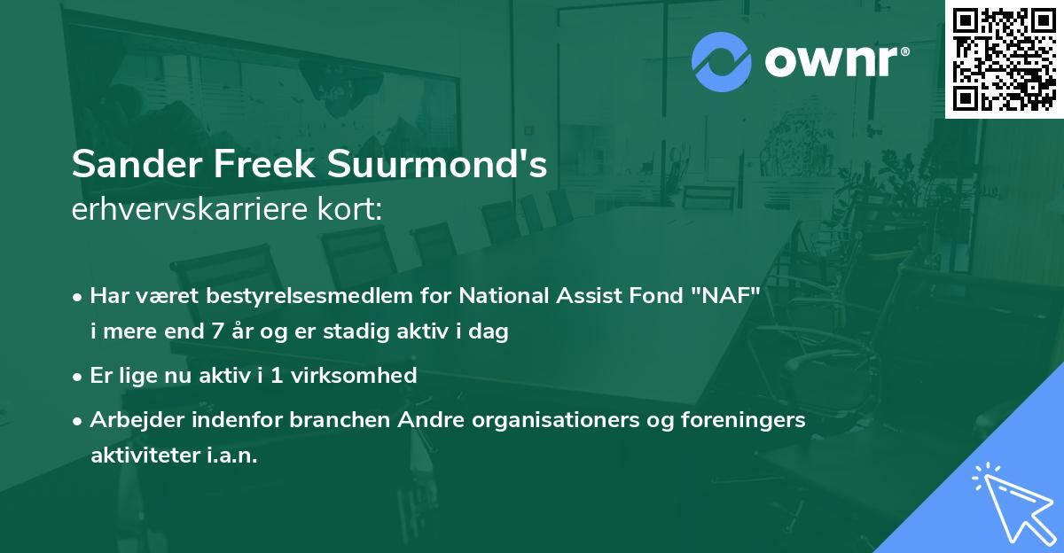 Sander Freek Suurmond's erhvervskarriere kort