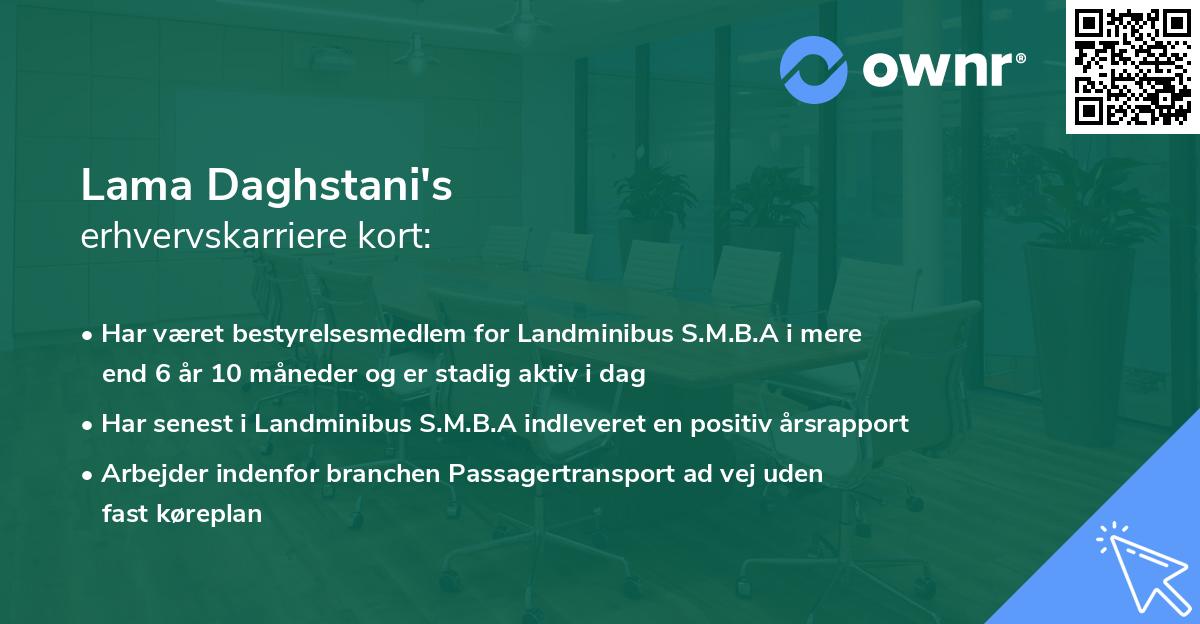 Lama Daghstani's erhvervskarriere kort