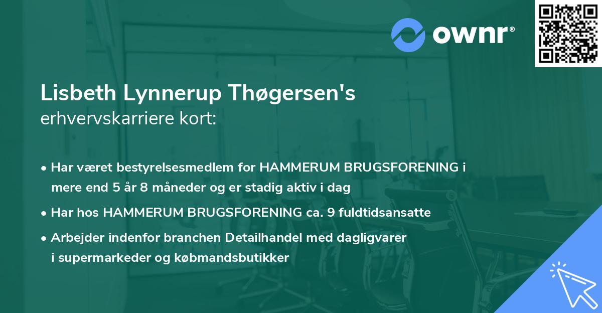 Lisbeth Lynnerup Thøgersen's erhvervskarriere kort