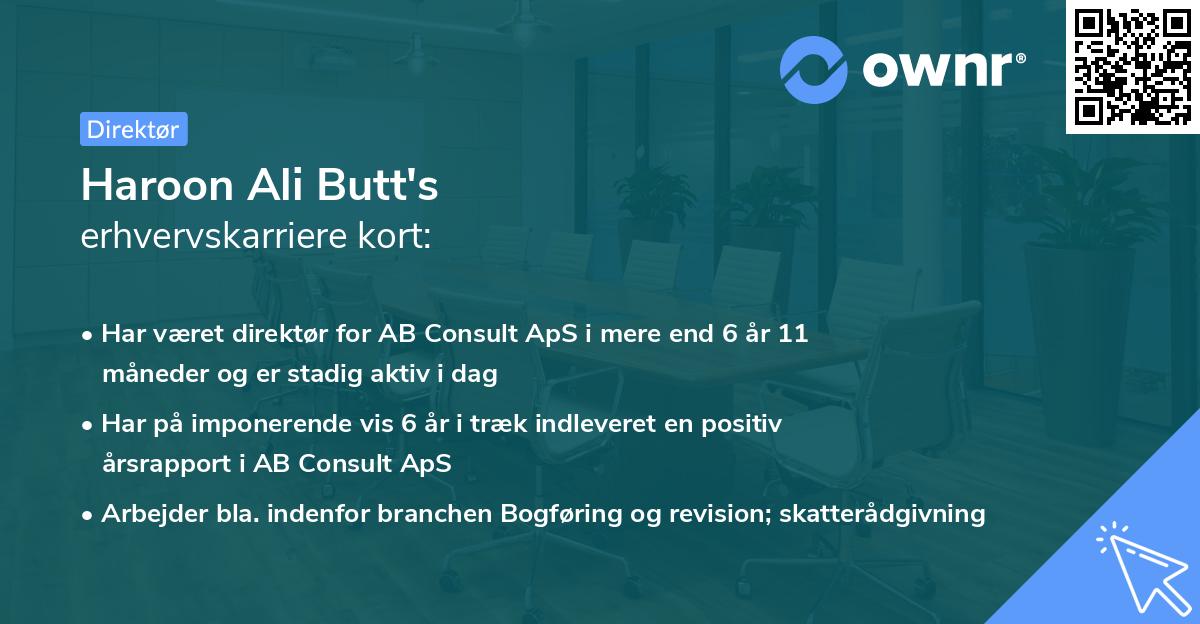 Haroon Ali Butt's erhvervskarriere kort