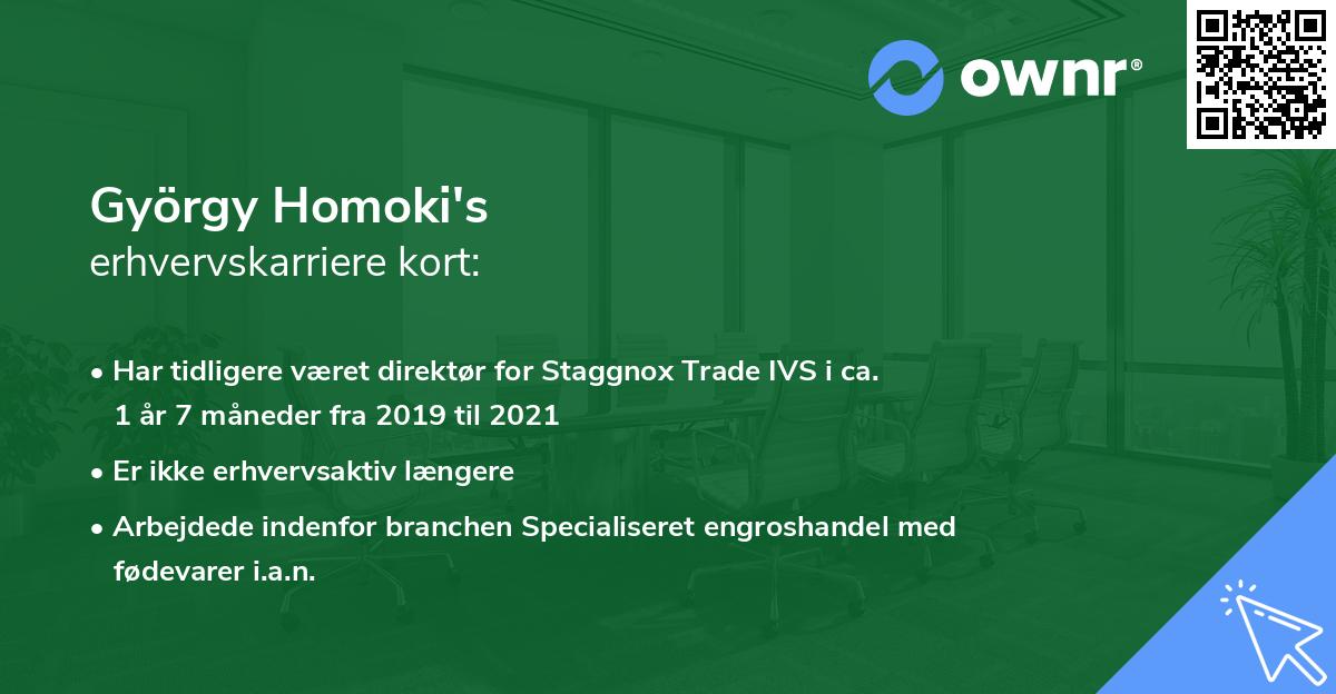 György Homoki's erhvervskarriere kort