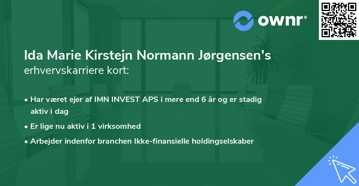 Ida Marie Kirstejn Normann Jørgensen's erhvervskarriere kort