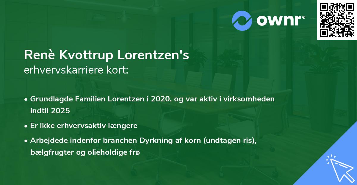 Renè Kvottrup Lorentzen's erhvervskarriere kort