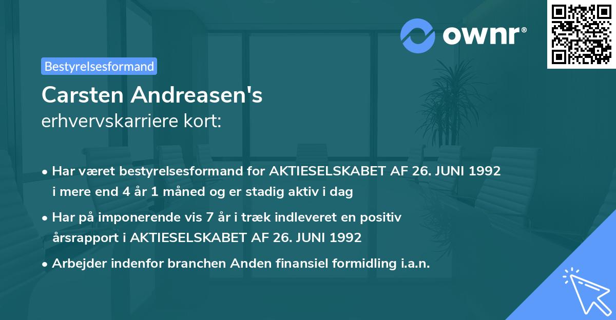 Carsten Andreasen's erhvervskarriere kort