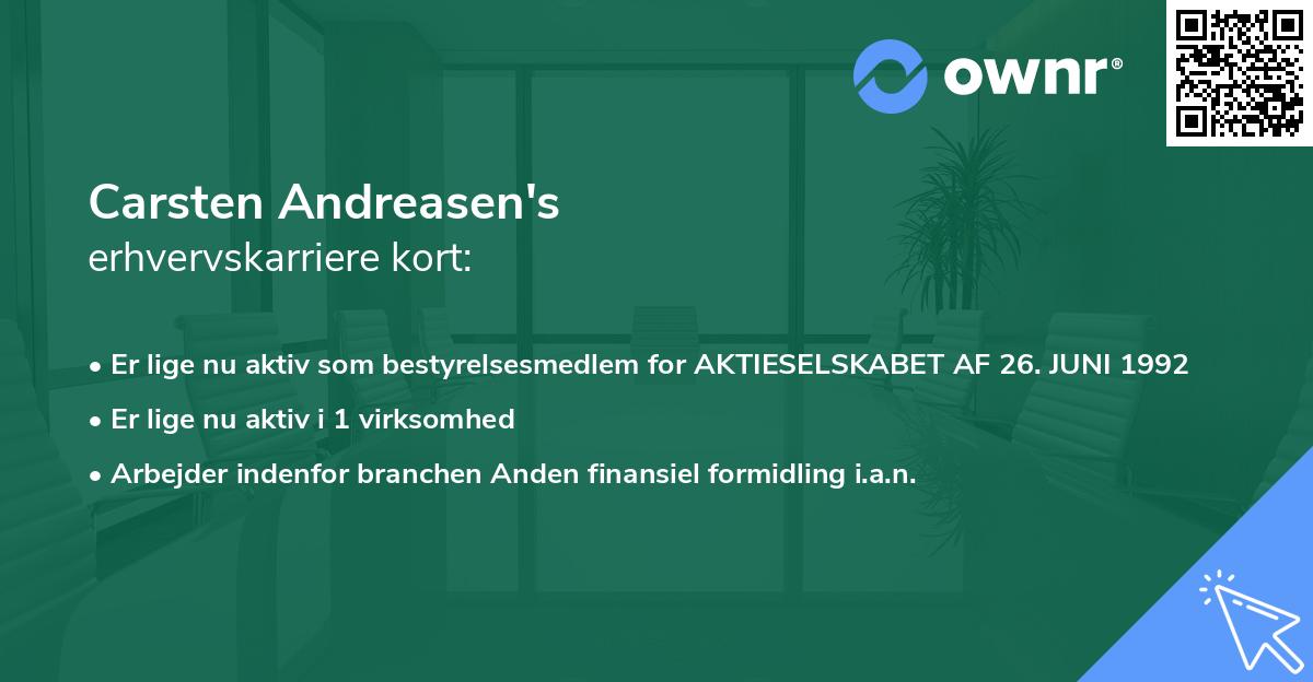 Carsten Andreasen's erhvervskarriere kort