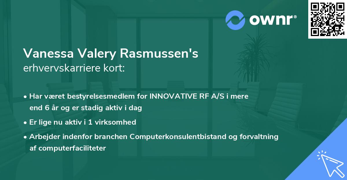Vanessa Valery Rasmussen's erhvervskarriere kort