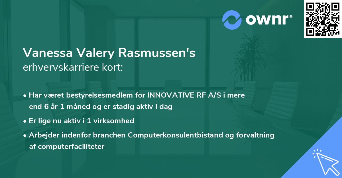 Vanessa Valery Rasmussen's erhvervskarriere kort