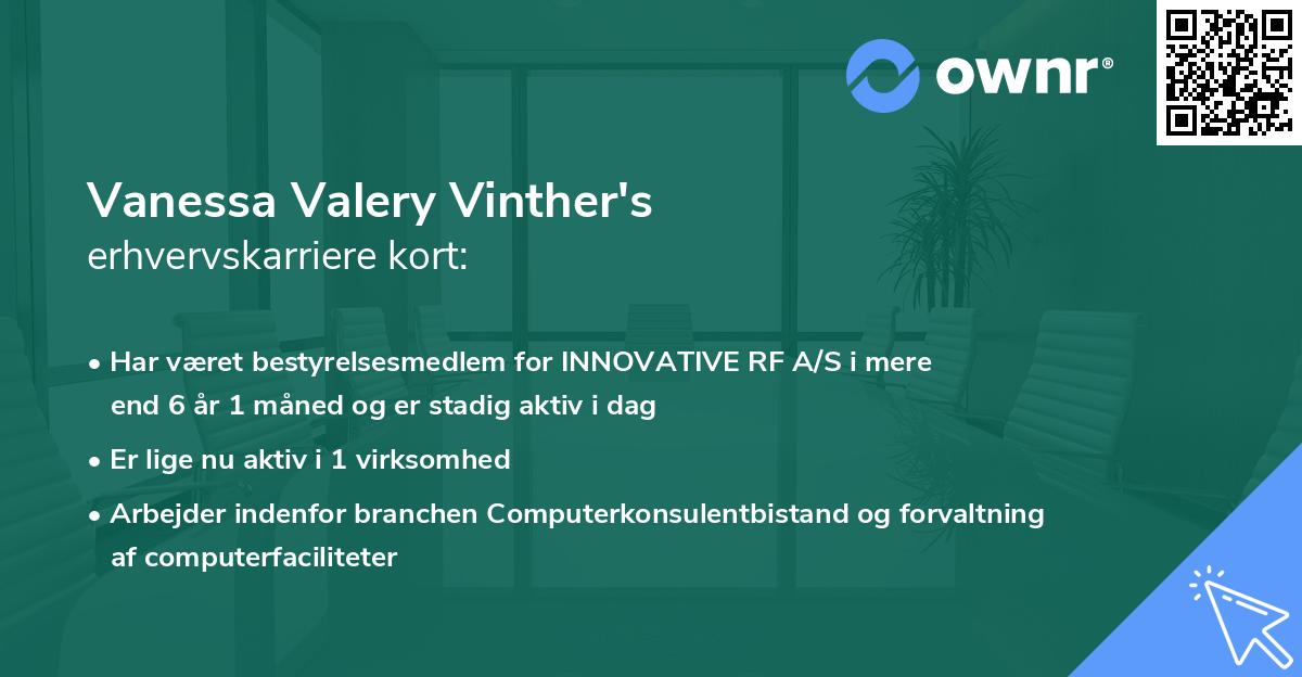 Vanessa Valery Vinther's erhvervskarriere kort