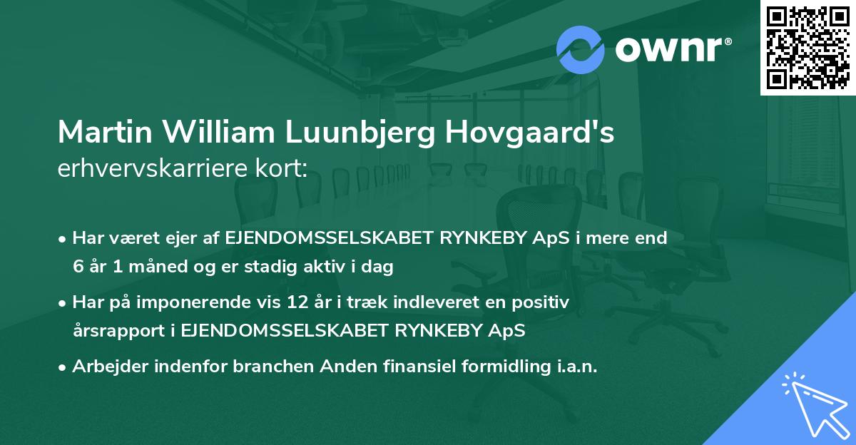 Martin William Luunbjerg Hovgaard's erhvervskarriere kort