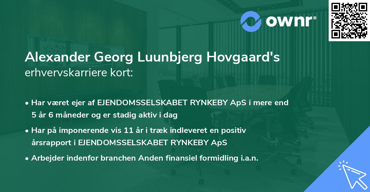 Alexander Georg Luunbjerg Hovgaard's erhvervskarriere kort