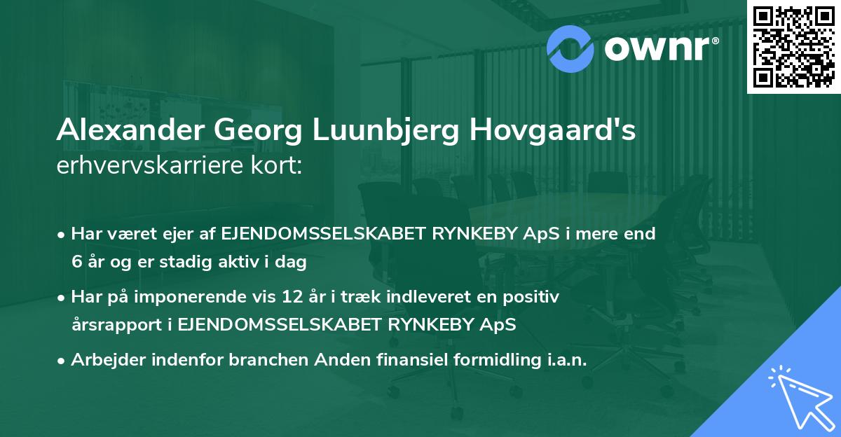 Alexander Georg Luunbjerg Hovgaard's erhvervskarriere kort