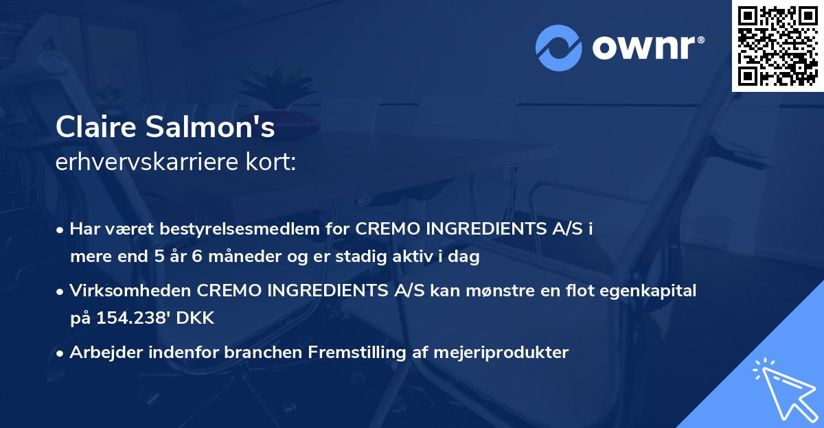 Claire Salmon's erhvervskarriere kort
