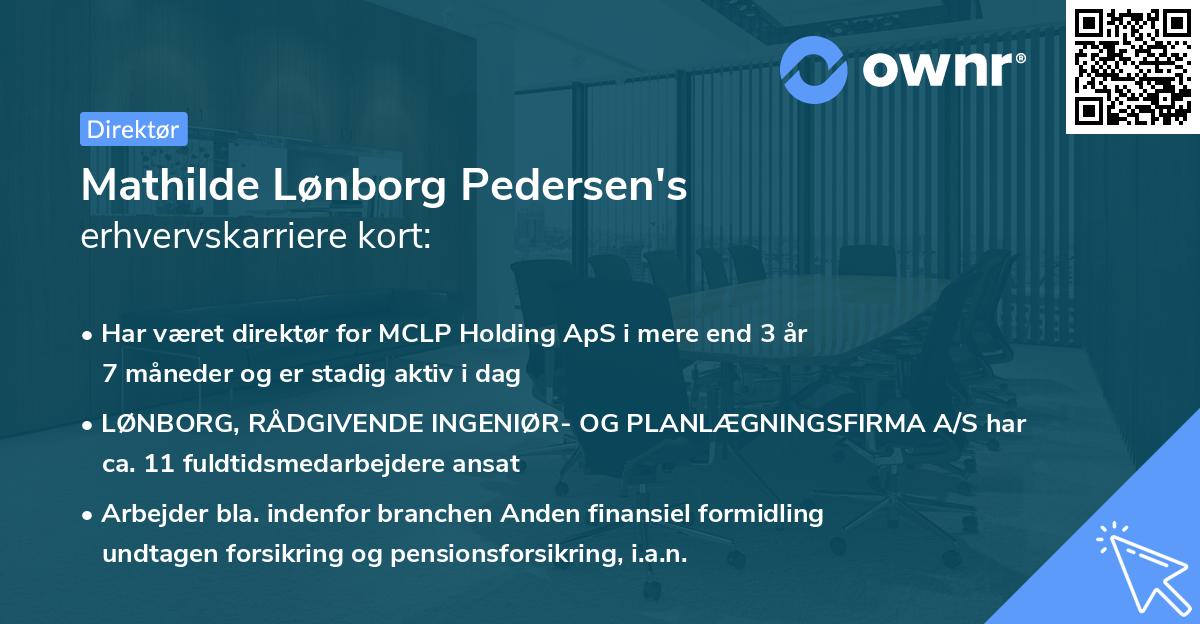 Mathilde Lønborg Pedersen's erhvervskarriere kort