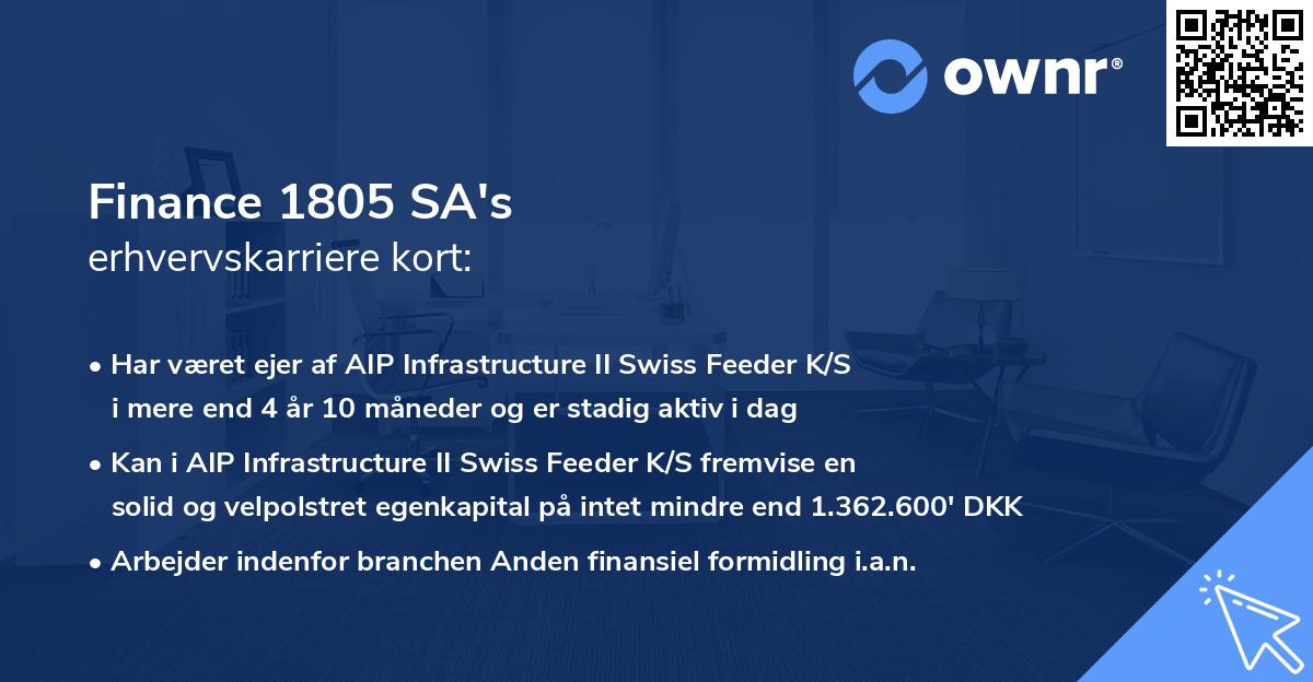 Finance 1805 SA's erhvervskarriere kort