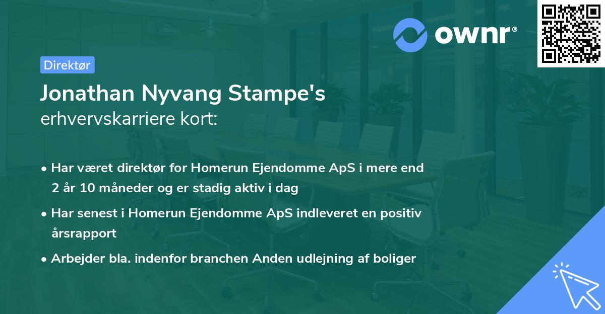 Jonathan Nyvang Stampe's erhvervskarriere kort