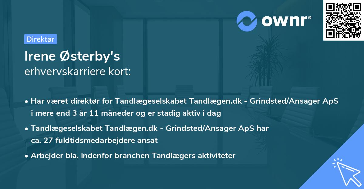 Irene Østerby's erhvervskarriere kort