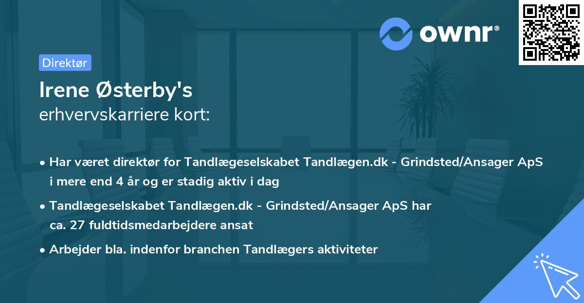 Irene Østerby's erhvervskarriere kort