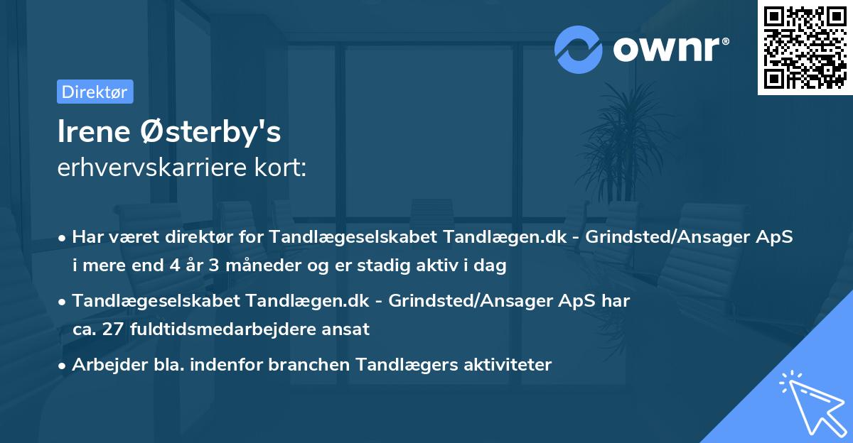 Irene Østerby's erhvervskarriere kort