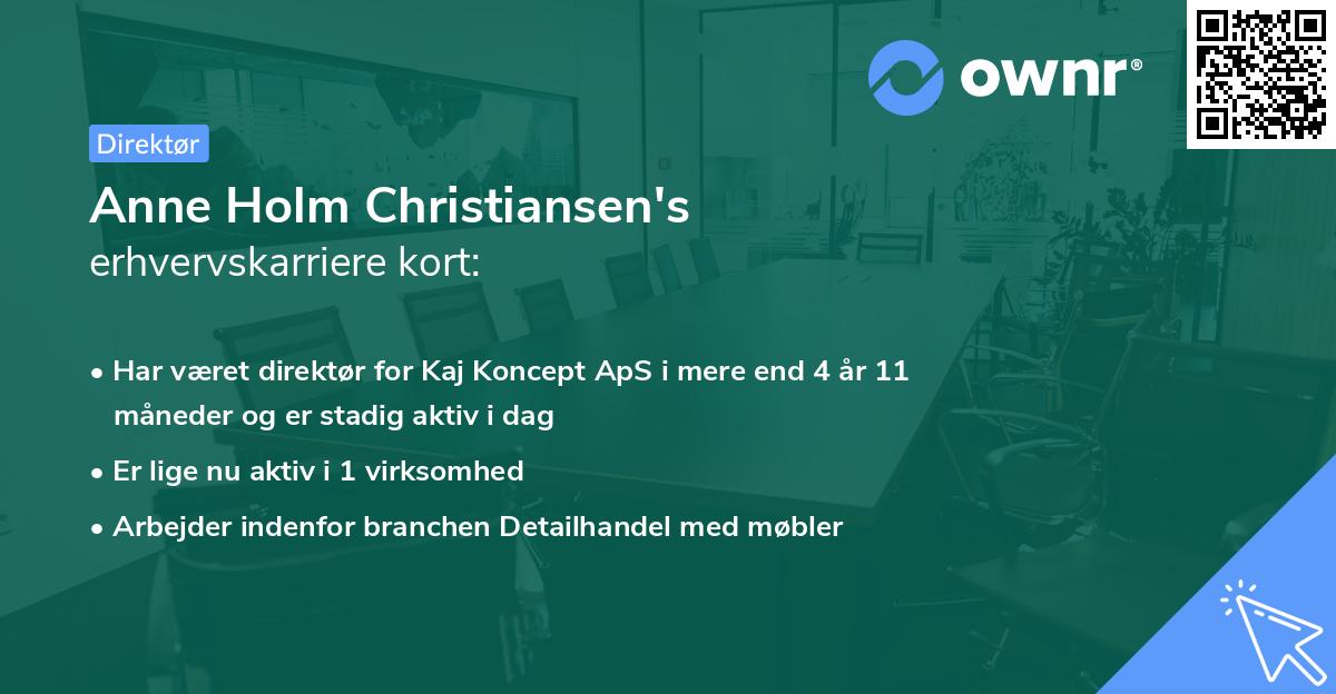 Anne Holm Christiansen's erhvervskarriere kort