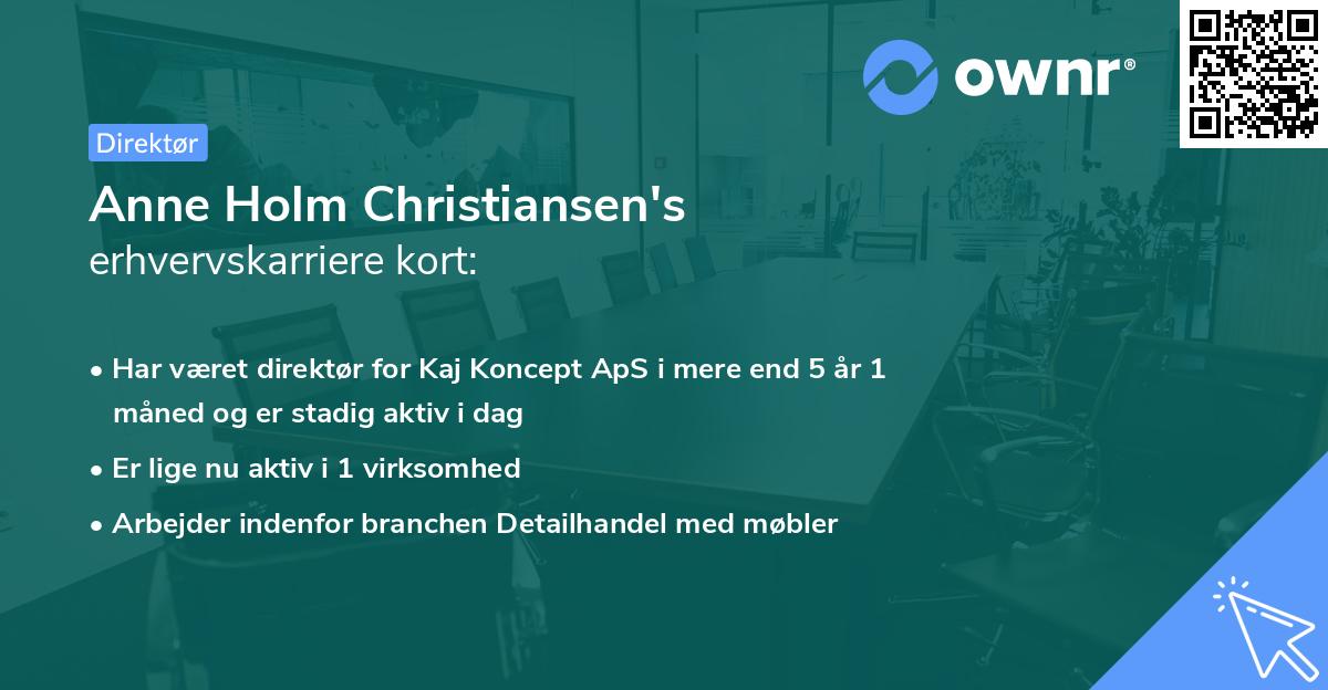 Anne Holm Christiansen's erhvervskarriere kort