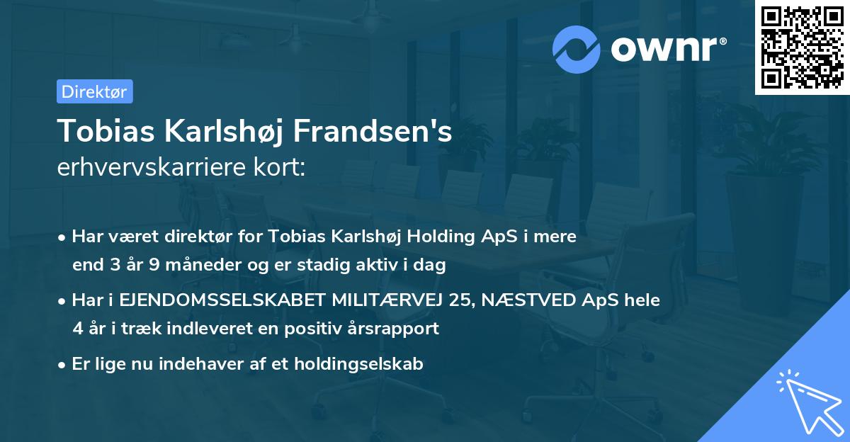 Tobias Karlshøj Frandsen's erhvervskarriere kort