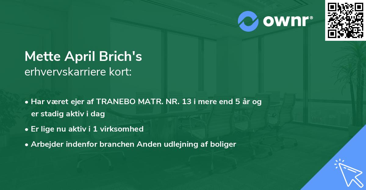 Mette April Brich's erhvervskarriere kort