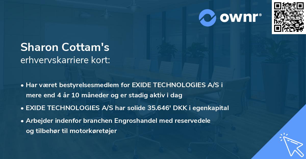 Sharon Cottam's erhvervskarriere kort