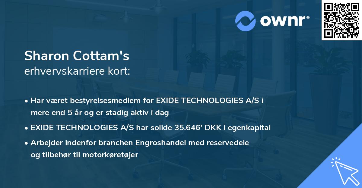 Sharon Cottam's erhvervskarriere kort